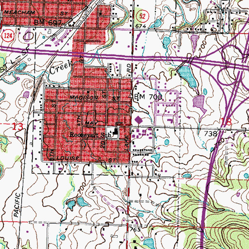 Topographic Map of First United Methodist Church, OK
