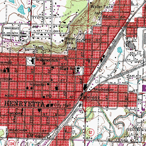 Topographic Map of Word of Life Holiness Church, OK