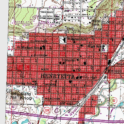 Topographic Map of Nazarene Church, OK