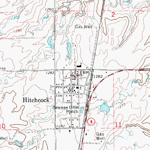 Topographic Map of Hitchcock United Methodist Church, OK