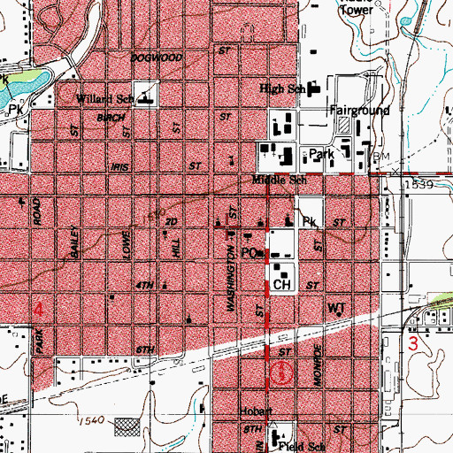 Topographic Map of Church of Christ, OK