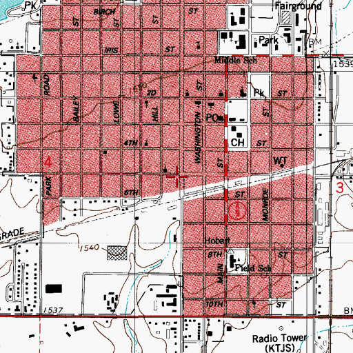 Topographic Map of Pentecostal Church of God, OK
