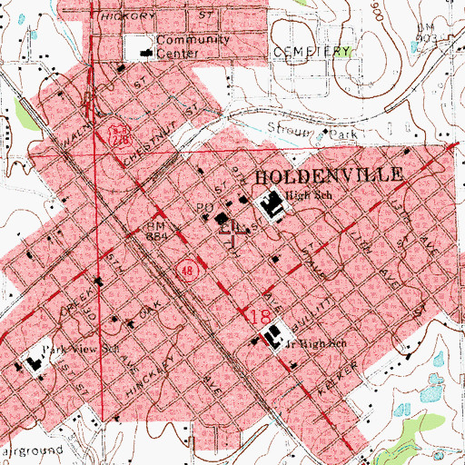 Topographic Map of Episcopal Church, OK