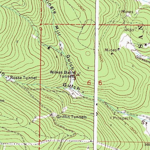 Topographic Map of Wilkes Barre Tunnels, CO