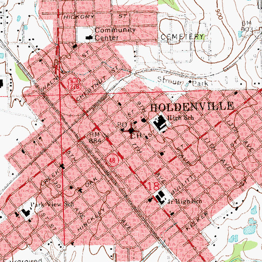 Topographic Map of First Baptist Church, OK