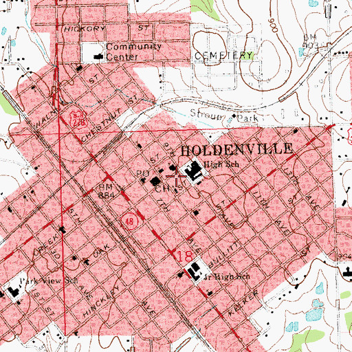 Topographic Map of First Christian Church, OK