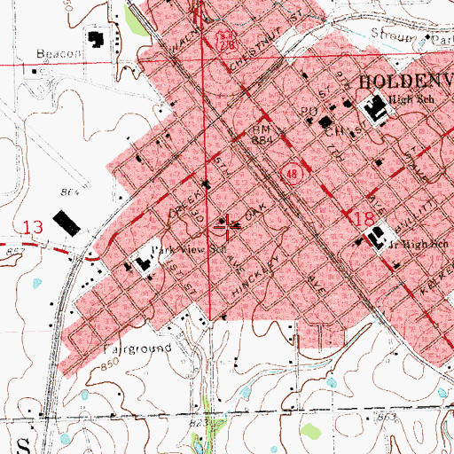 Topographic Map of Penn West Baptist Church, OK