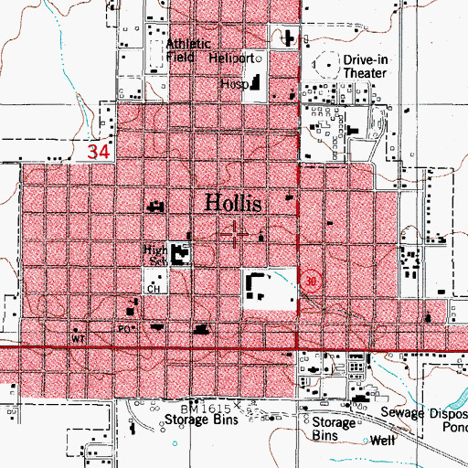 Topographic Map of First Assembly of God Church, OK