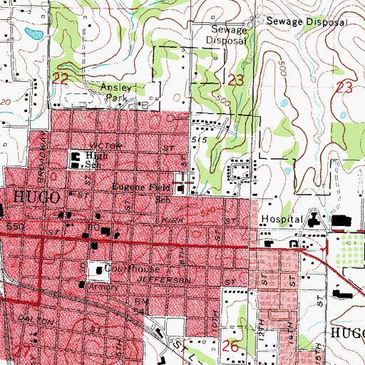 Topographic Map of Kingdom Hall-Jehovahs Witness, OK