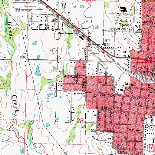 Topographic Map of Mount Calvary Baptist Church, OK