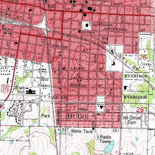 Topographic Map of Saint Marks Episcopal Church, OK