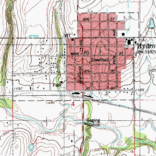 Topographic Map of Baptist Church, OK