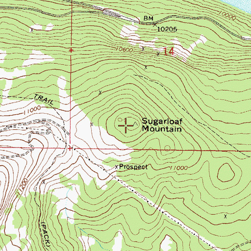 Topographic Map of Sugarloaf Mountain, CO