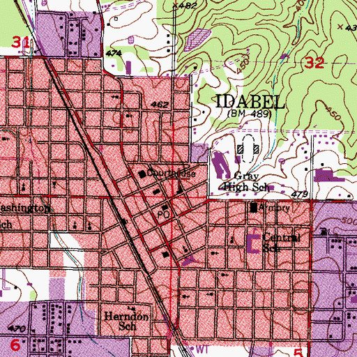 Topographic Map of Church of Christ, OK