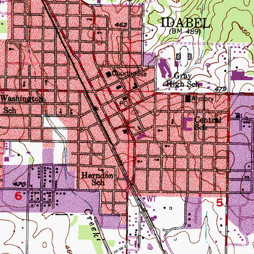 Topographic Map of First Baptist Church, OK