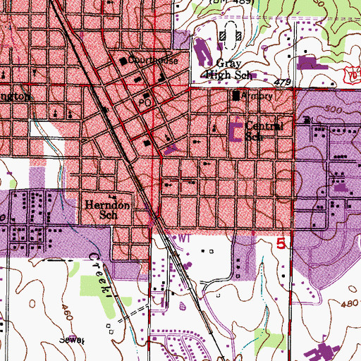 Topographic Map of First United Methodist Church, OK