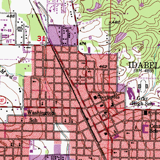 Topographic Map of Living Hope Victory Center Church, OK