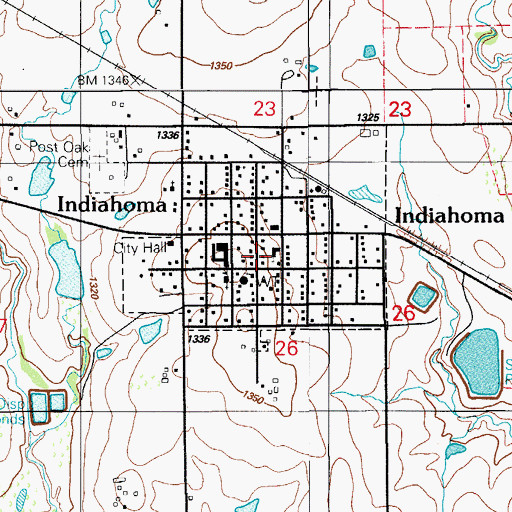 Topographic Map of First Baptist Church, OK