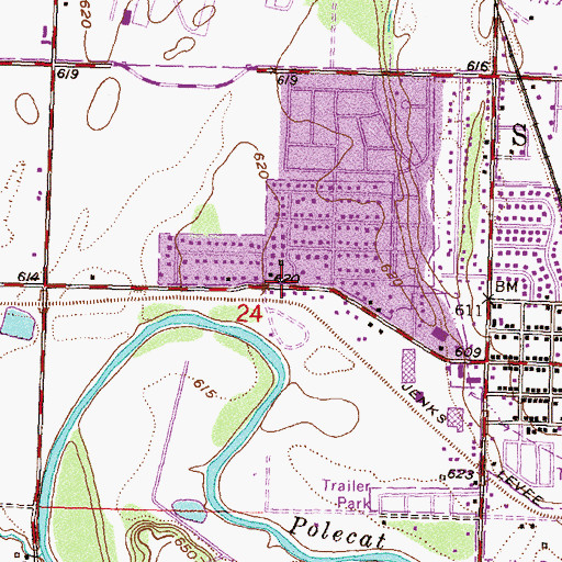 Topographic Map of Open Bible Fellowship Church, OK