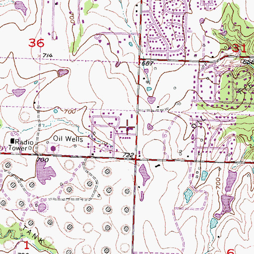 Topographic Map of Saint James Presbyterian Church, OK