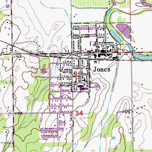 Topographic Map of First Baptist Church, OK