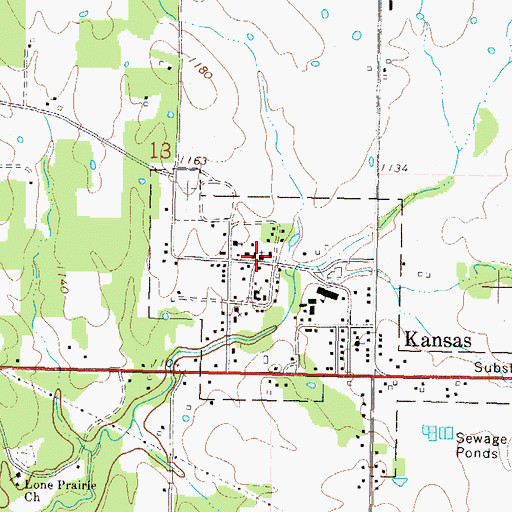 Topographic Map of First Baptist Church, OK