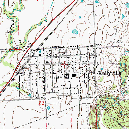 Topographic Map of New Life Fellowship Church, OK