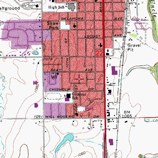 Topographic Map of Church of the Nazarene, OK