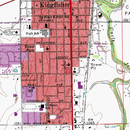 Topographic Map of Emmanuel Lutheran Church, OK