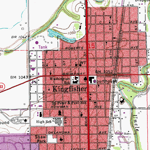 Topographic Map of First Christian Church, OK