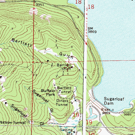 Topographic Map of Bartlett Shaft, CO