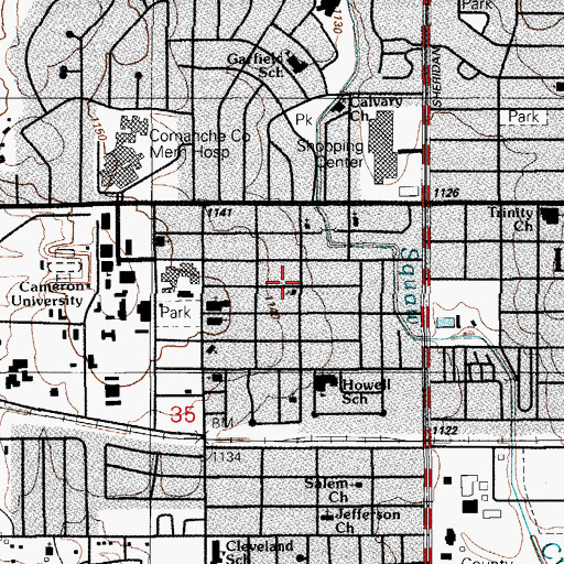 Topographic Map of Cameron Church of God, OK