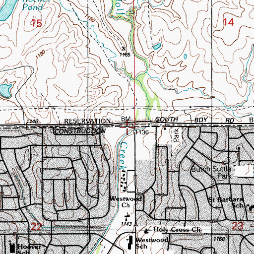 Topographic Map of Christ Gospel Church, OK