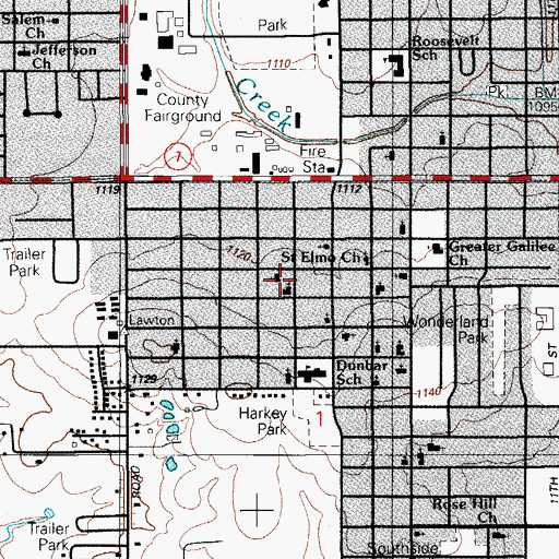 Topographic Map of Christ Temple Pentecostal Church, OK