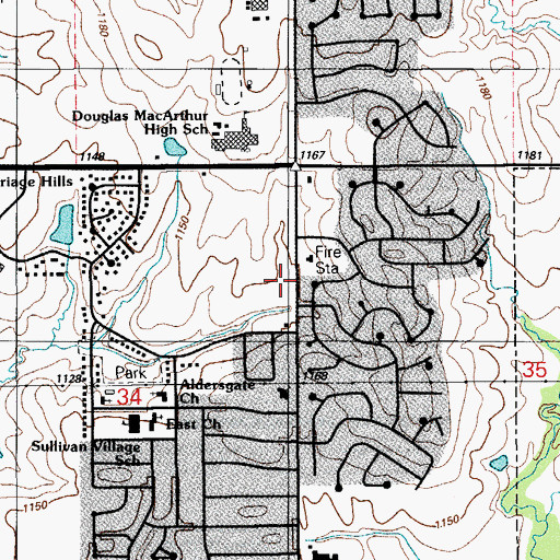 Topographic Map of Church of Christ-Sullivan Village, OK