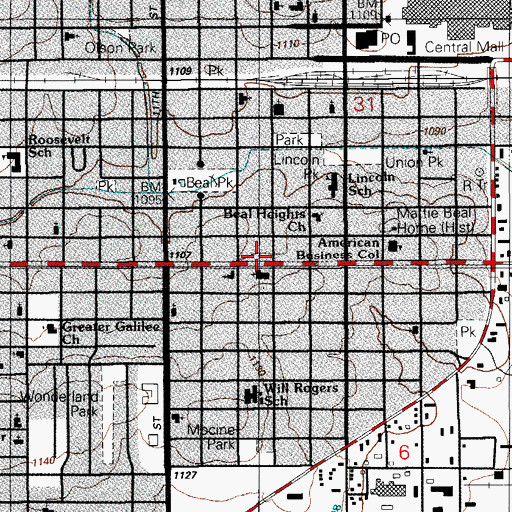 Topographic Map of Church of Christ, OK