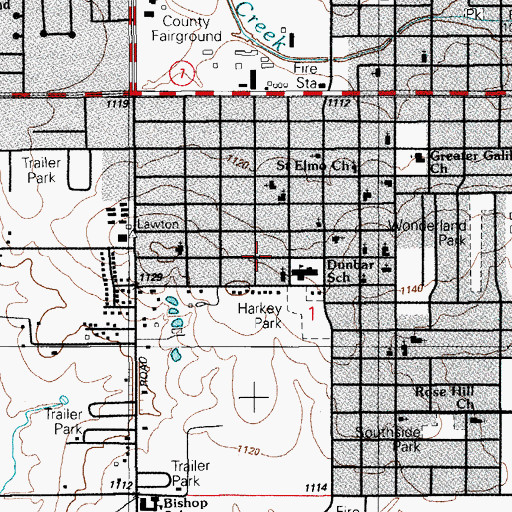 Topographic Map of Saint Johns Baptist Church, OK