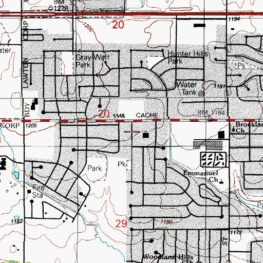 Topographic Map of First Baptist West Church, OK