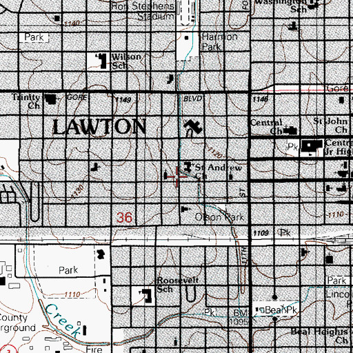 Topographic Map of First Pentecostal Holiness Church, OK