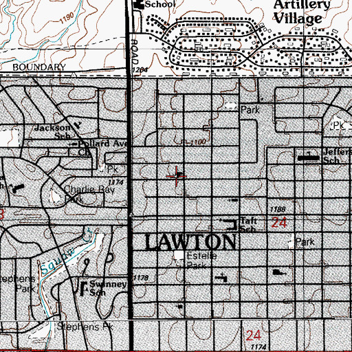 Topographic Map of First Church of God, OK