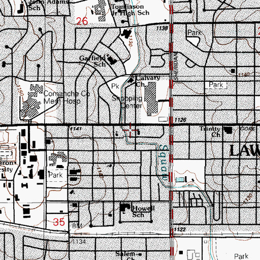 Topographic Map of First Free Will Baptist Church, OK