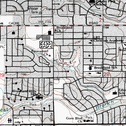 Topographic Map of First United Methodist Church, OK