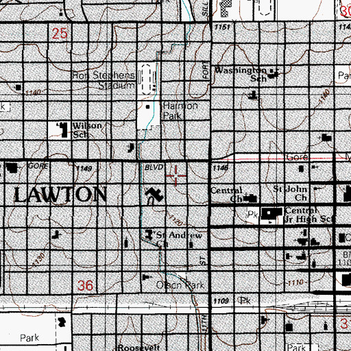 Topographic Map of Free Gospel Church-Our Lord, OK