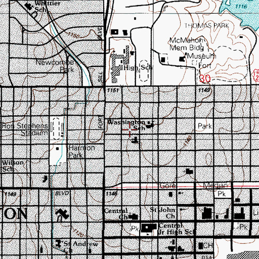 Topographic Map of Full Gospel Lawton Korean Church, OK