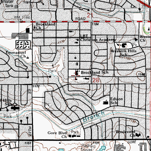 Topographic Map of Grace United Methodist Church, OK