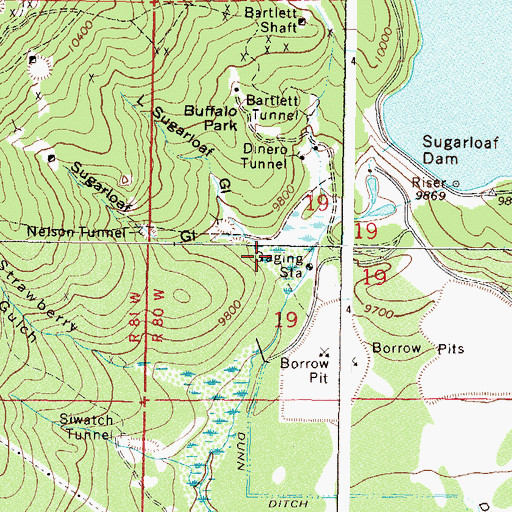 Topographic Map of Sugarloaf Gulch, CO