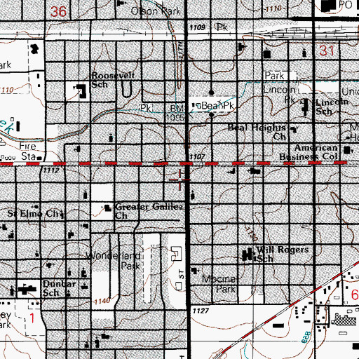Topographic Map of Immanuel Baptist Church, OK