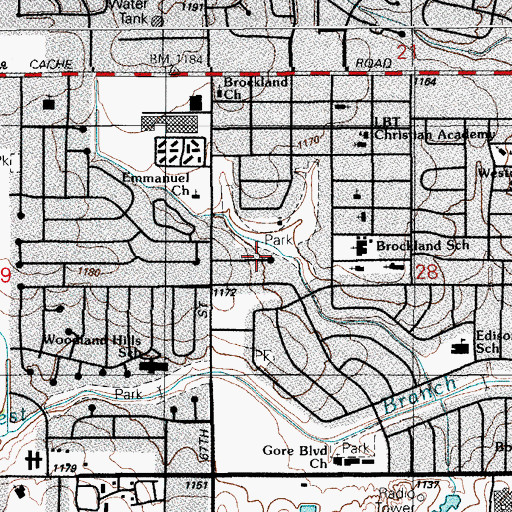 Topographic Map of Korean United Methodist Church, OK