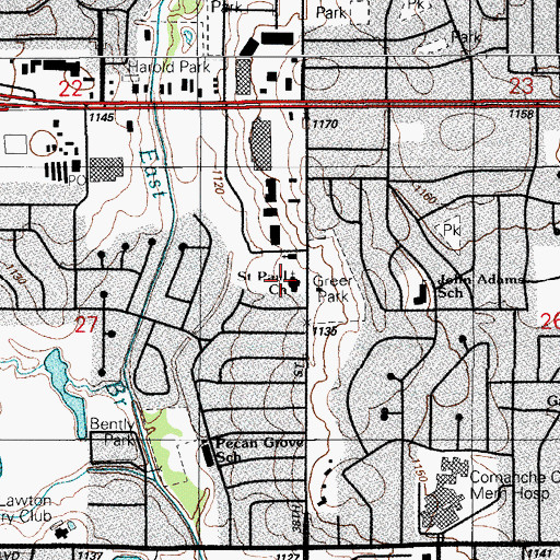 Topographic Map of Korean Presbyterian Church, OK