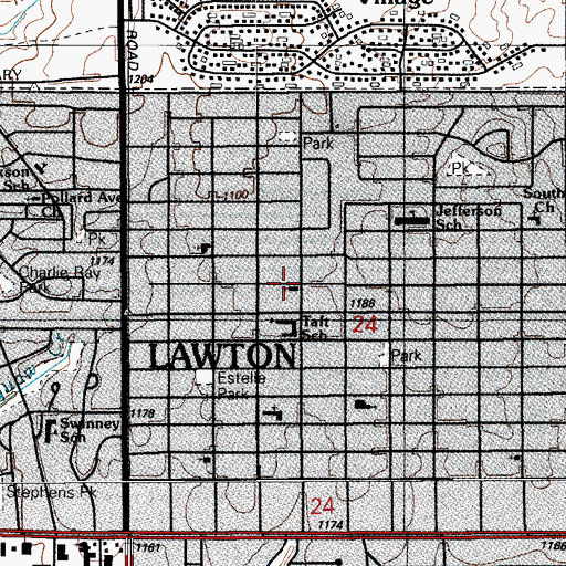Topographic Map of Lawton Heights Church-Nazarene, OK